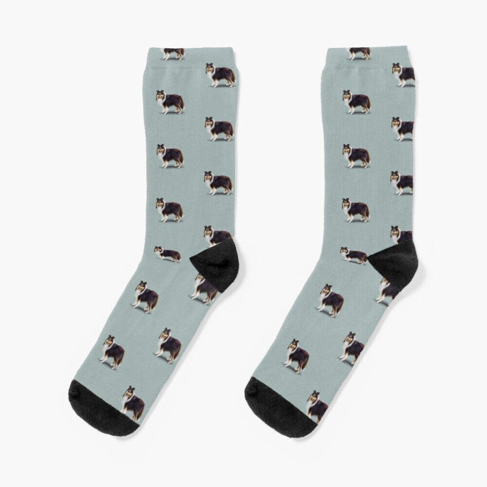 Dress Socks Tri Shetland Sheepdog Sheltie Novelty Fancy Crazy Pattern Crew Casual for Men Women