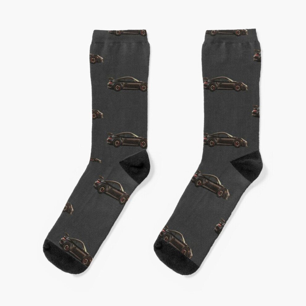 Dress Socks Black Porsche GT3RS Novelty Fancy Crazy Pattern Crew Casual for Men Women