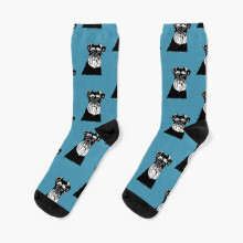 Dress Socks Mabel the Miniature Schnauzer Dog Linoprint Novelty Fancy Crazy Pattern Crew Casual for Men Women