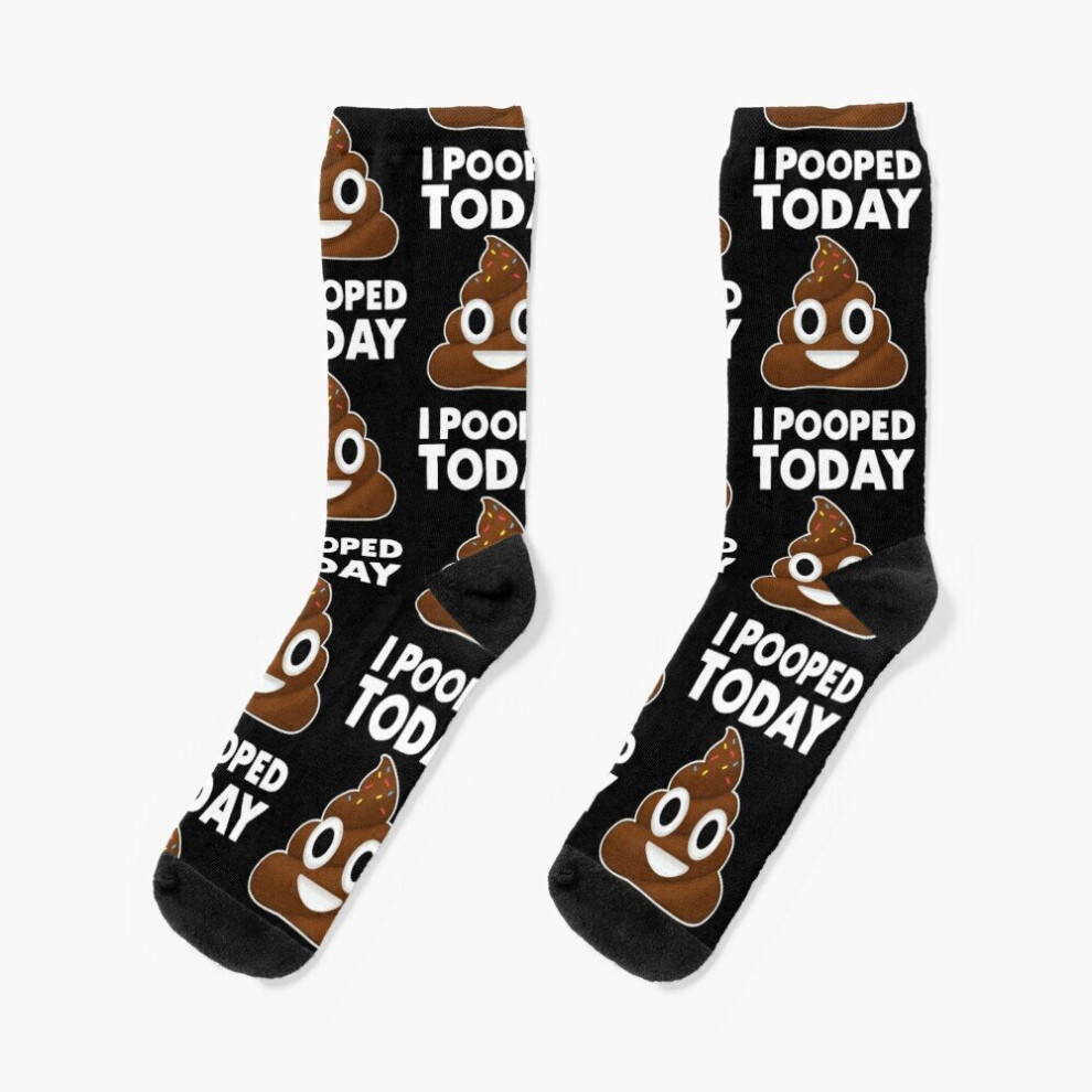 Dress Socks I Pooped Today Novelty Fancy Crazy Pattern Crew Casual for Men Women