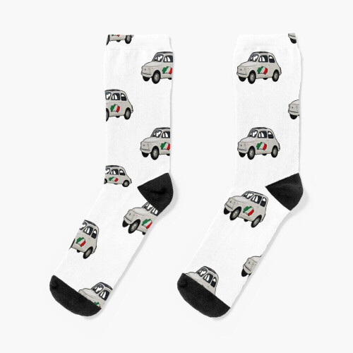 Fiat 500 Novelty Dress Socks - 3D Photo-Printed Crazy Pattern Crew Socks for Men & Women