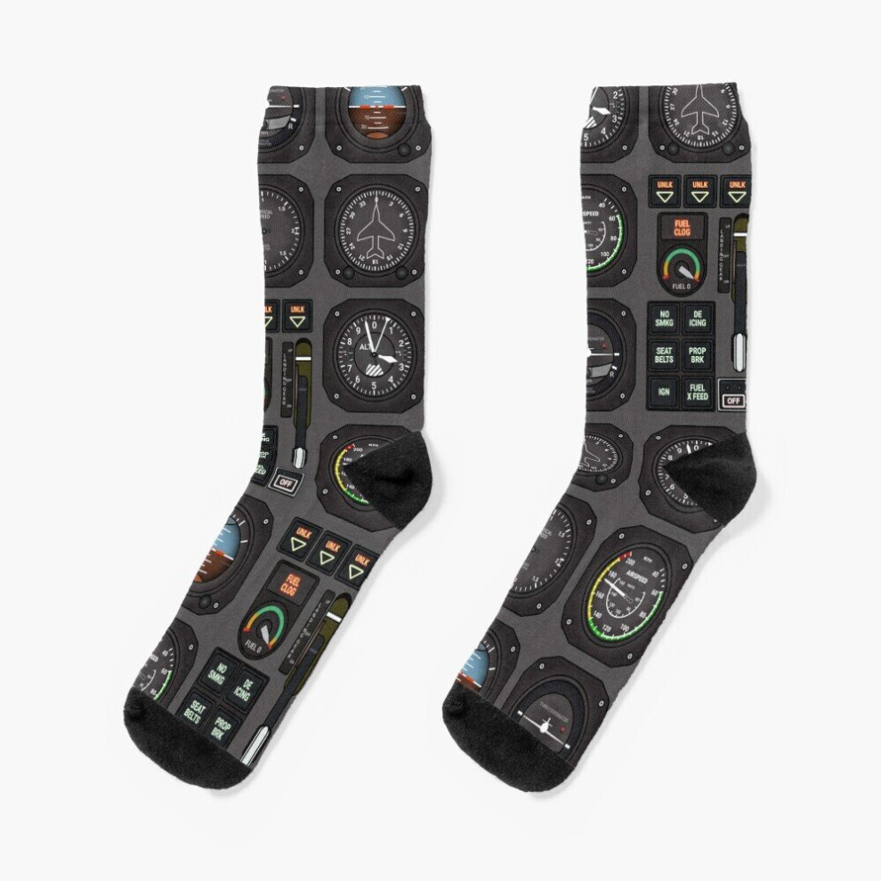 Dress Socks Pilot Flight Instruments Novelty Fancy Crazy Pattern Crew Casual for Men Women