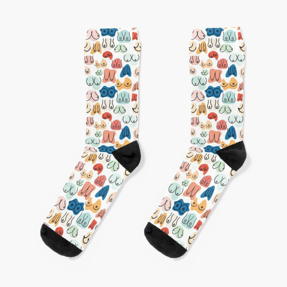 Famgem Dress Socks Boobs Novelty Fancy Crazy Pattern Crew Casual For Men Women
