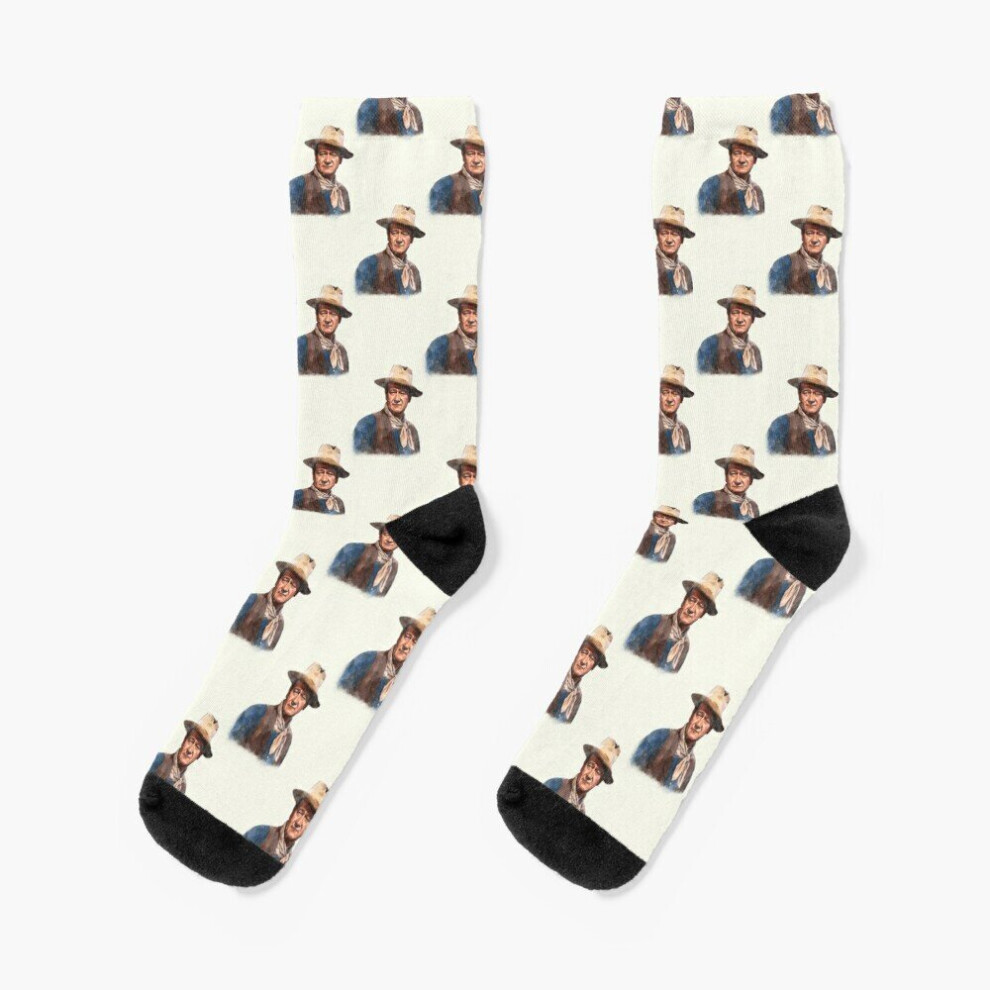 Dress Socks John Wayne "The Duke" - Watercolor Novelty Fancy Crazy Pattern Crew Casual for Men Women