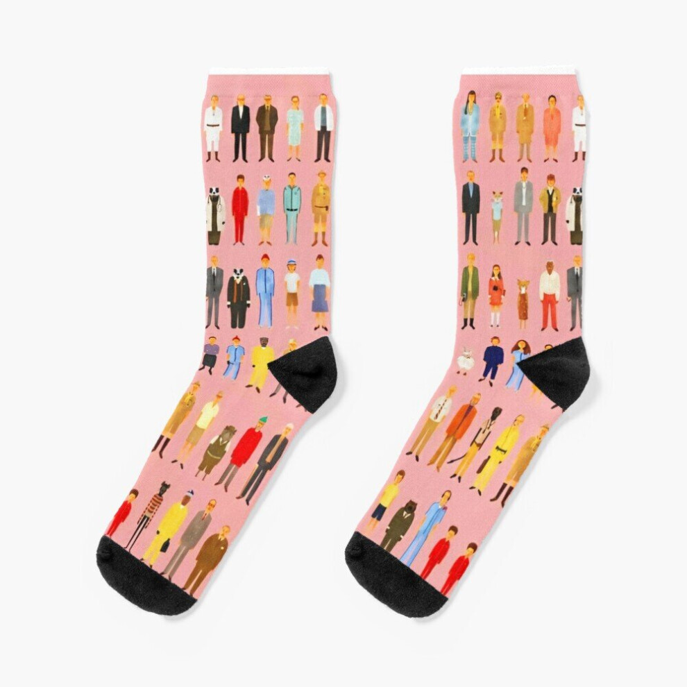 Famgem Dress Socks Wes Anderson Movie Characters Novelty Fancy Crazy Pattern Crew Casual For Men Women