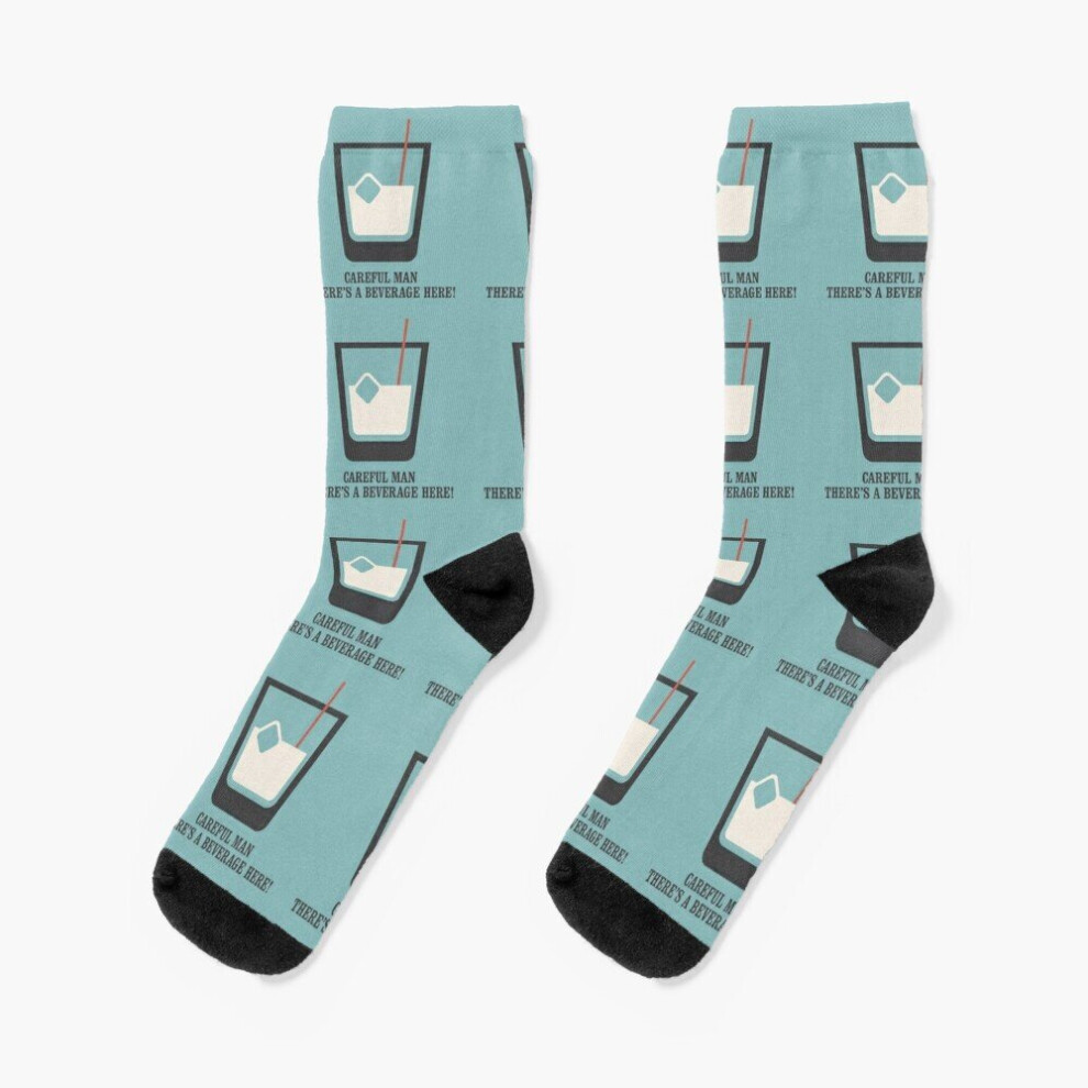 Famgem Big Lebowski Russian Careful Man, There's A Beverage Here! Novelty Unisex Crew Socks - Funny Pattern White