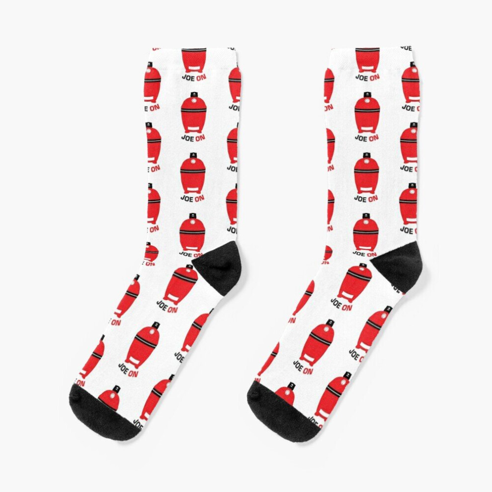 Dress Socks "Joe On" Kamado Grill Design - BBQ Gift - Meat Smoking. Novelty Fancy Crazy Pattern Crew Casual for Men Women