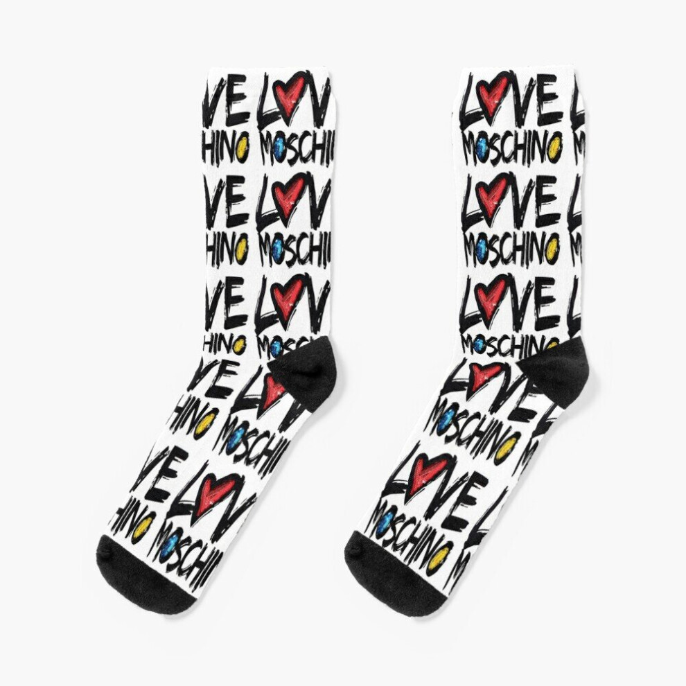 Dress Socks LOVE MOSCHINO LOGO Novelty Fancy Crazy Pattern Crew Casual for Men Women