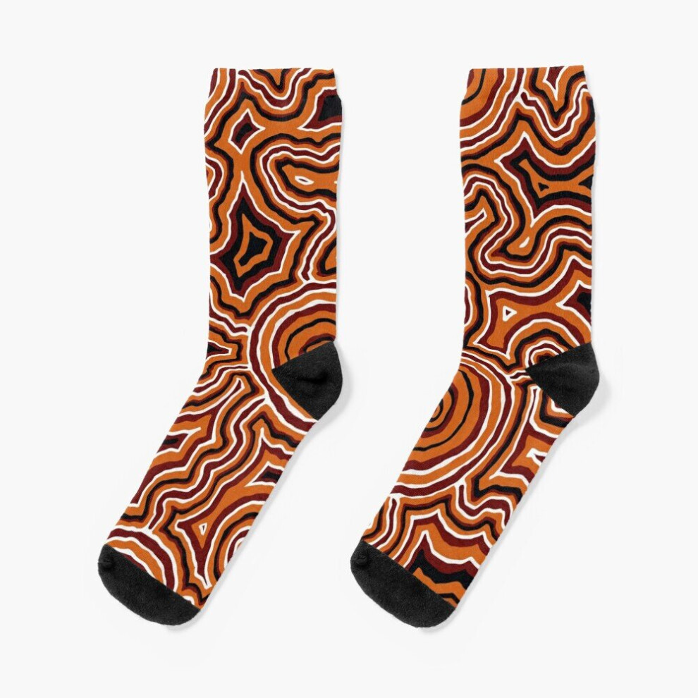 Dress Socks Authentic Aboriginal Art - Pathways - Authentic Design Novelty Fancy Crazy Pattern Crew Casual for Men Women-image-OPC-PBY9SMT-NEW
