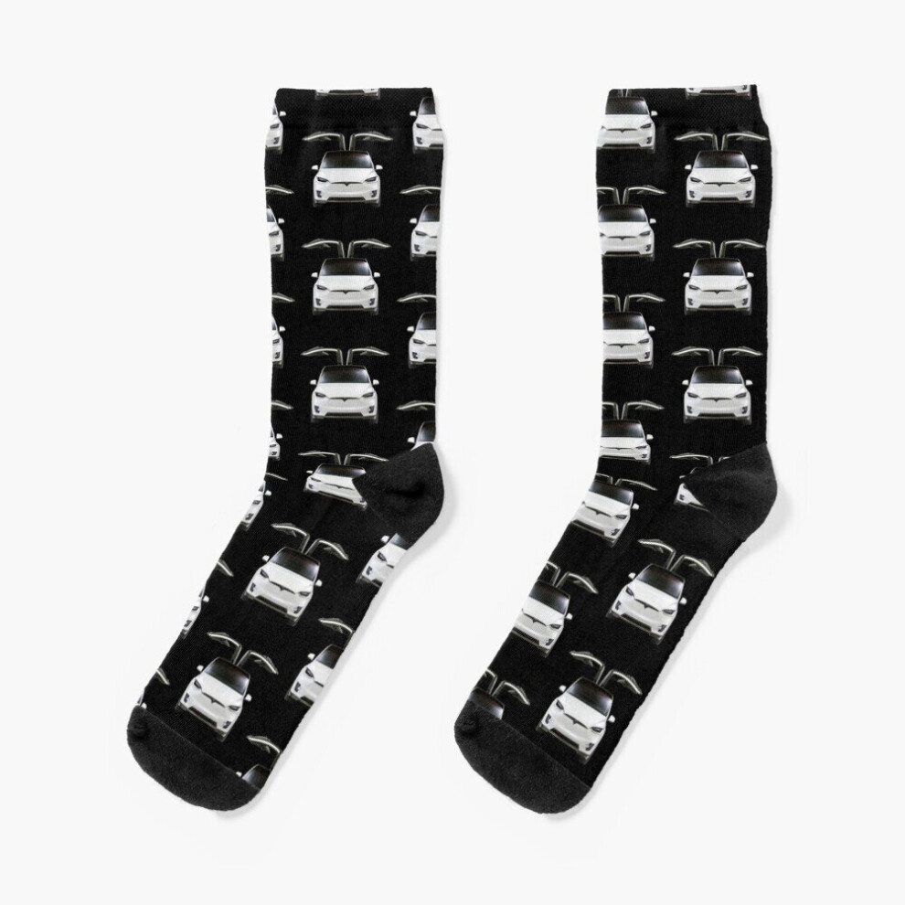 Dress Socks Model X, Tesla Model X Novelty Fancy Crazy Pattern Crew Casual for Men Women-image-OPC-PBY9SR6-NEW