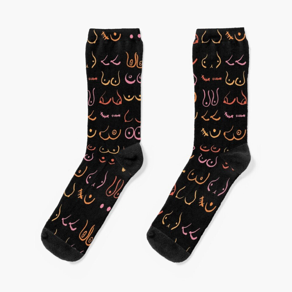 Dress Socks Neon Boobs Drawing Novelty Fancy Crazy Pattern Crew Casual for Men Women