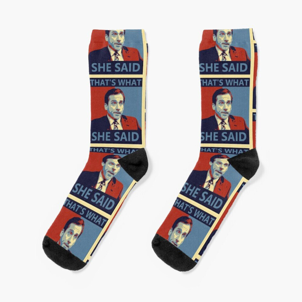 Dress Socks That's What She Said - Michael Scott Novelty Fancy Crazy Pattern Crew Casual for Men Women