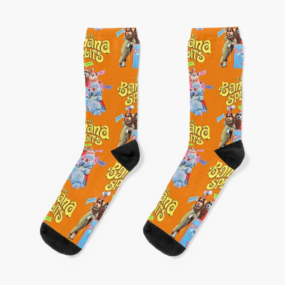 Famgem Dress Socks The Banana Splits Retro Cast - Drooper Fleegle Bingo Snorky Novelty Fancy Crazy Pattern Crew Casual For Men Women Yellow
