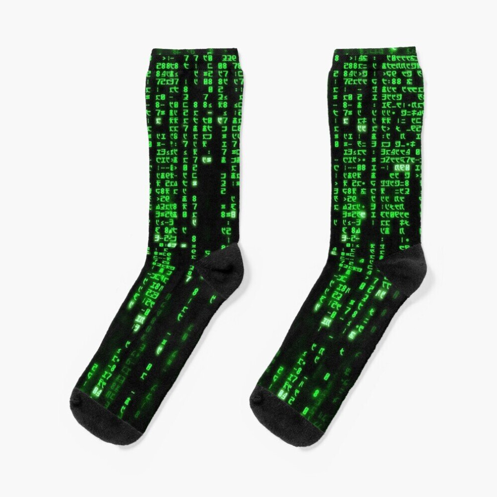 Dress Socks Binary Code - The Matrix Program Novelty Fancy Crazy Pattern Crew Casual for Men Women