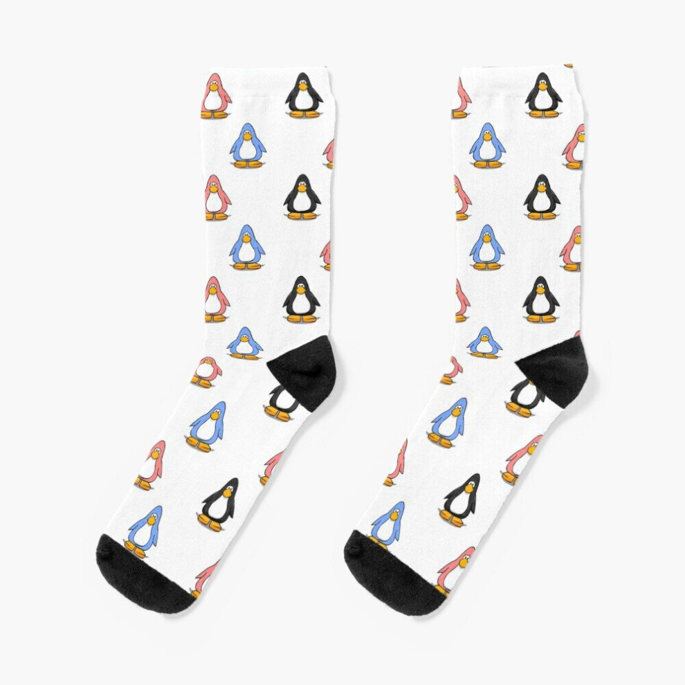 Dress Socks club penguin Novelty Fancy Crazy Pattern Crew Casual for Men Women