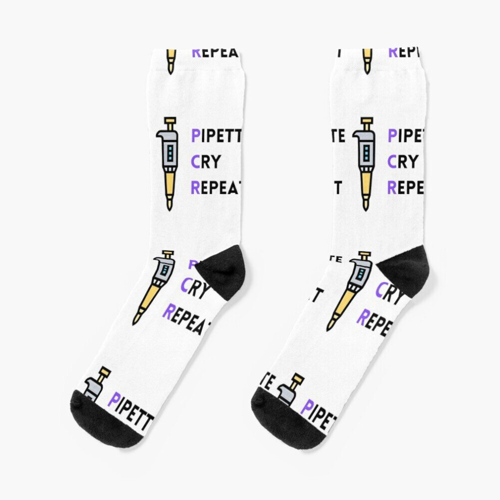 Dress Socks PCR: Pipette, Cry, Repeat Novelty Fancy Crazy Pattern Crew Casual for Men Women