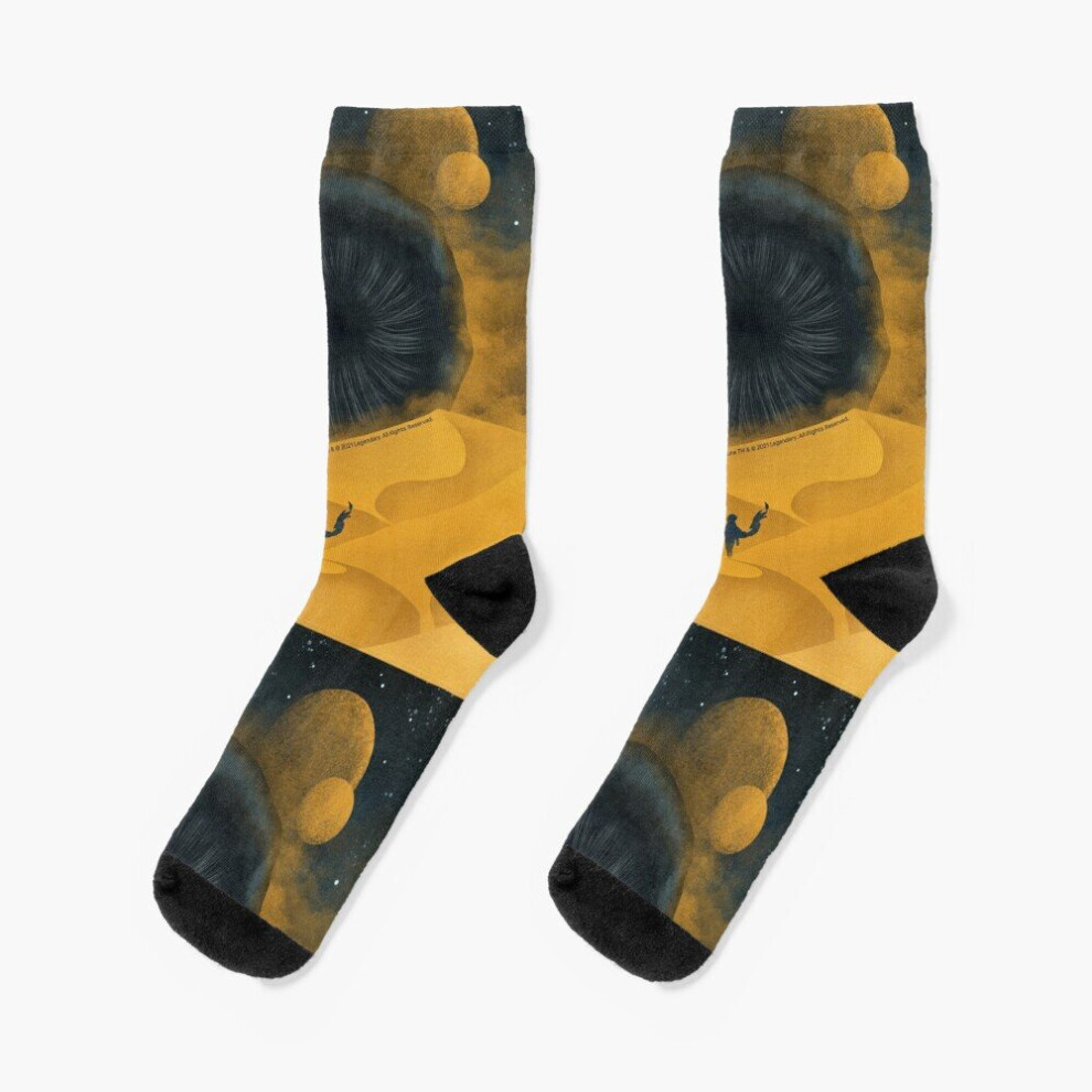 Dress Socks The Great Shai-Hulud, Yellow Sand Novelty Fancy Crazy Pattern Crew Casual for Men Women-image-OPC-PBY9W6J-NEW