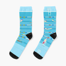 Dress Socks Swimming pool, aquatic race water Novelty Fancy Crazy Pattern Crew Casual for Men Women