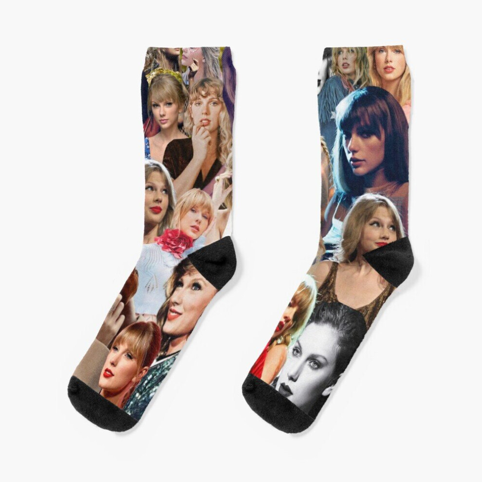 Dress Socks Taylor Swift collage Novelty Fancy Crazy Pattern Crew Casual for Men Women