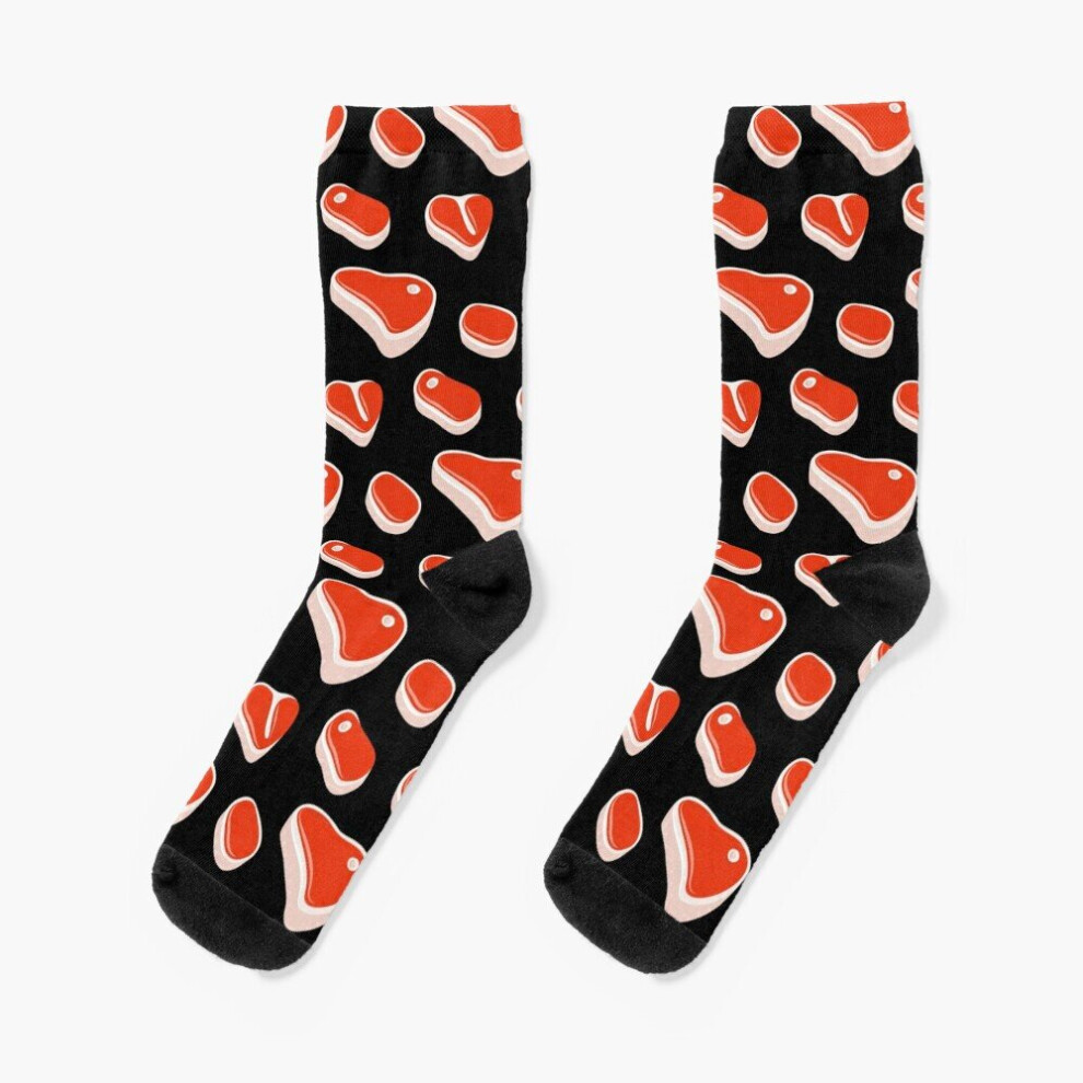 Dress Socks Steak - Meat Novelty Fancy Crazy Pattern Crew Casual for Men Women