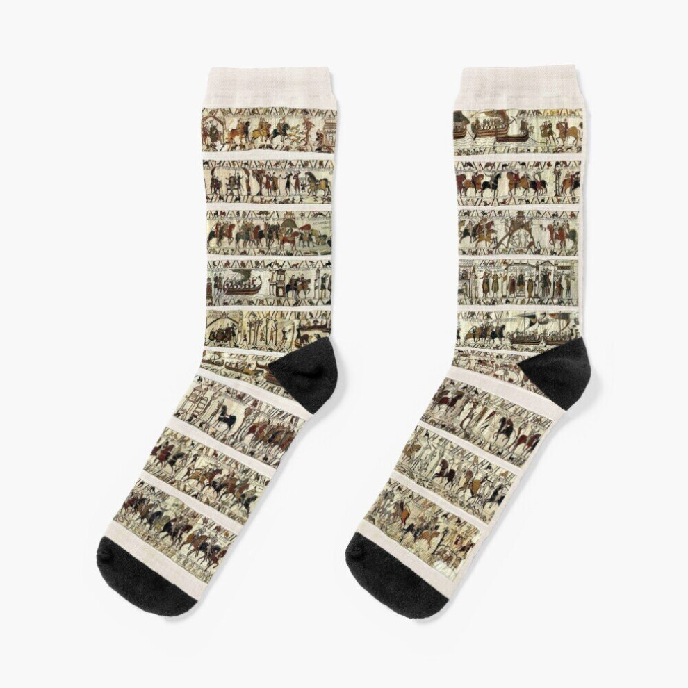 Dress Socks The COMPLETE Bayeux Tapestry Novelty Fancy Crazy Pattern Crew Casual for Men Women-image-OPC-PBY9Q6P-NEW