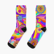 Dress Socks Groovy Psychedelic Flower Power Novelty Fancy Crazy Pattern Crew Casual for Men Women
