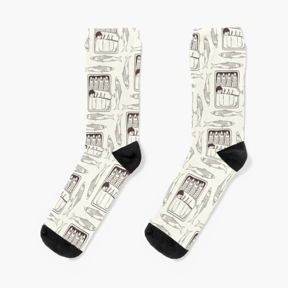 Dress Socks Sardine pattern Novelty Fancy Crazy Pattern Crew Casual for Men Women