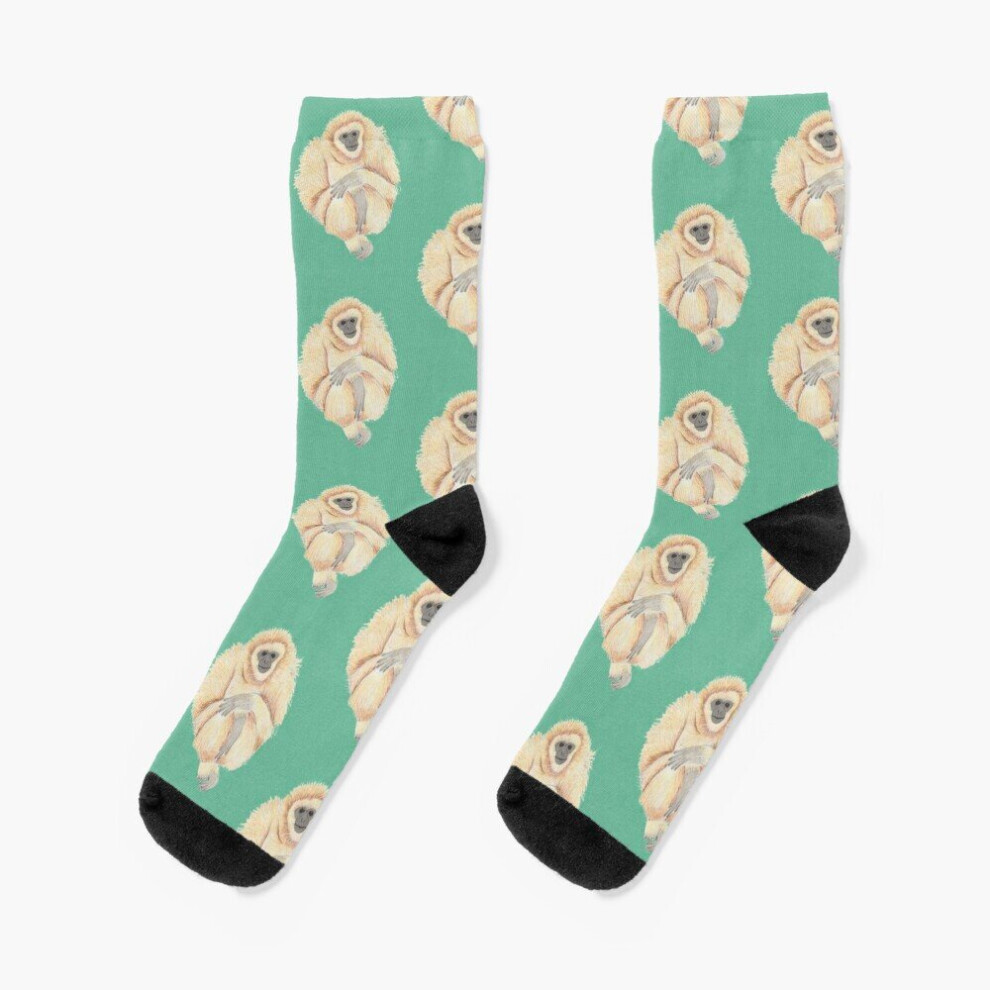 Famgem Dress Socks Gibbon Novelty Fancy Crazy Pattern Crew Casual For Men Women