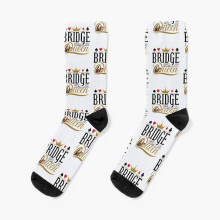 Dress Socks Bridge Queen Women Bridge Card Game Novelty Fancy Crazy Pattern Crew Casual for Men Women