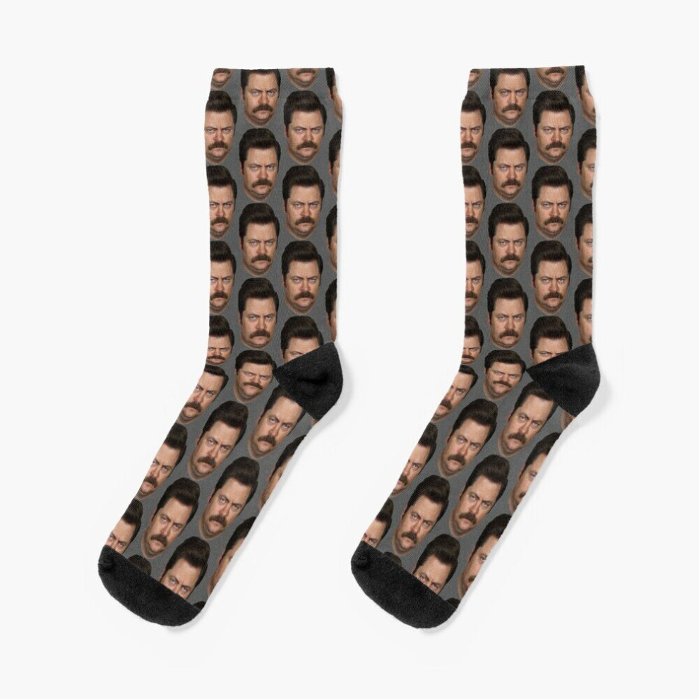 Dress Socks Ron Swanson Novelty Fancy Crazy Pattern Crew Casual for Men Women