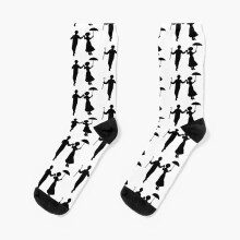Dress Socks Mary Poppins and Bert Dancing Silhouette (Jolly Holiday) Novelty Fancy Crazy Pattern Crew Casual for Men Women