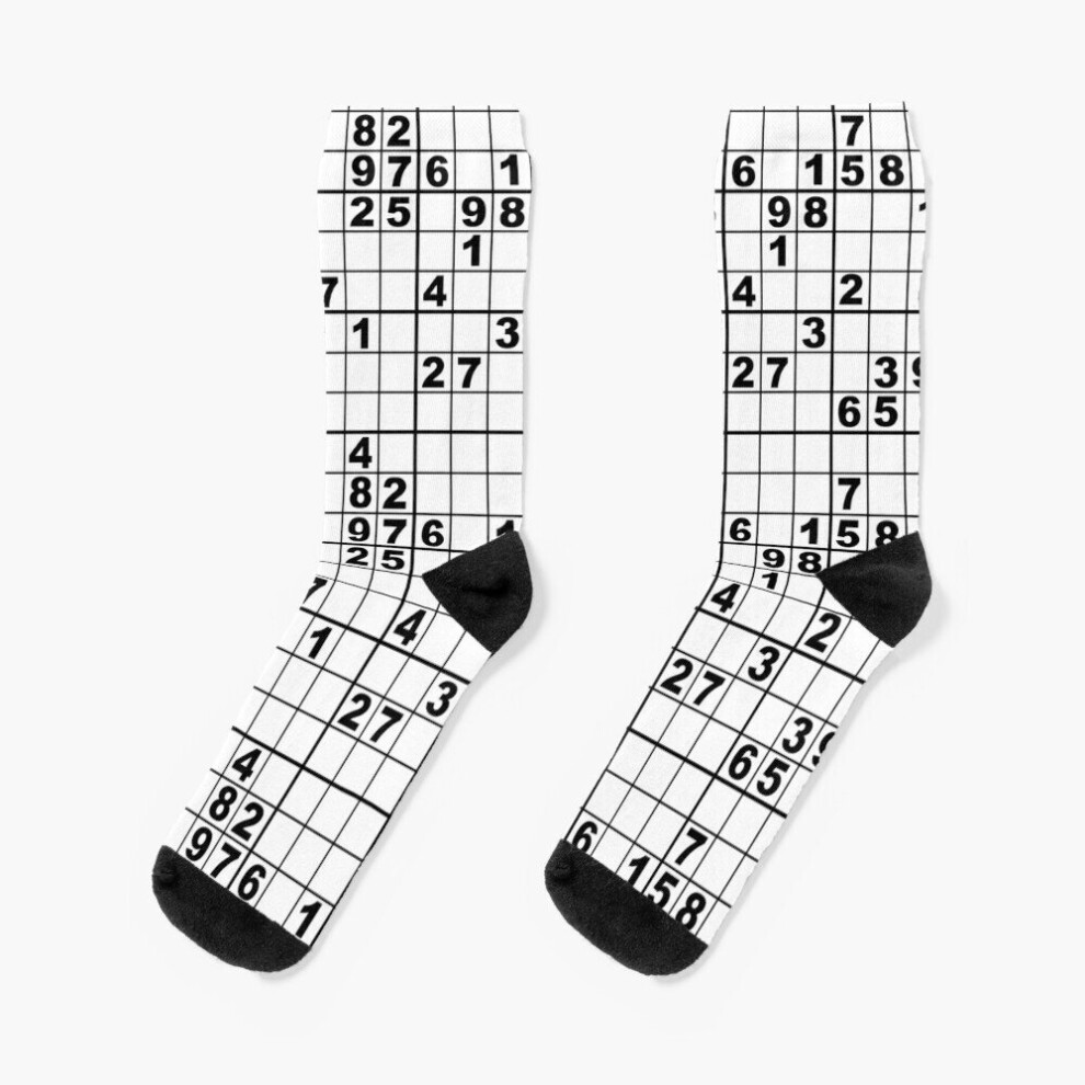 Dress Socks Sudoku Novelty Fancy Crazy Pattern Crew Casual for Men Women