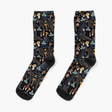 Dress Socks dark wild forest mushrooms Novelty Fancy Crazy Pattern Crew Casual for Men Women