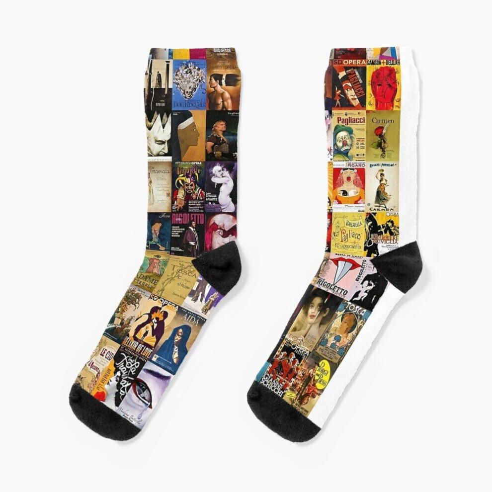 Dress Socks Opera Collage Novelty Fancy Crazy Pattern Crew Casual for Men Women