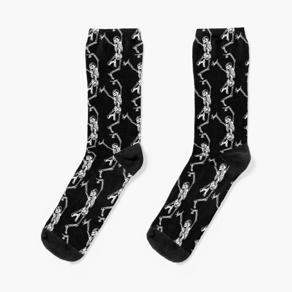Dress Socks Dance With Death (white) Novelty Fancy Crazy Pattern Crew Casual for Men Women-image-OPC-PBY9YF8-NEW