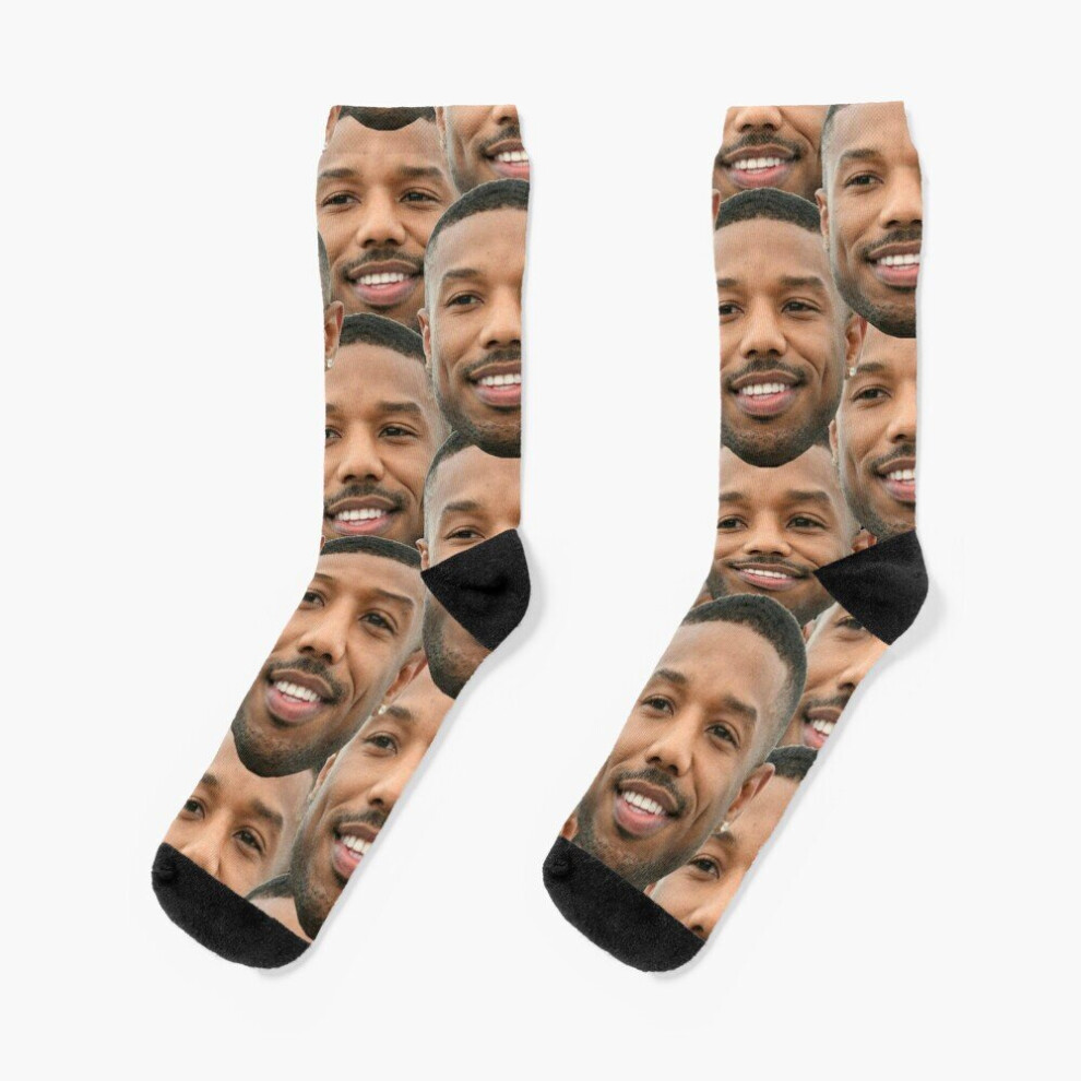 Dress Socks Michael B Jordan heads Novelty Fancy Crazy Pattern Crew Casual for Men Women