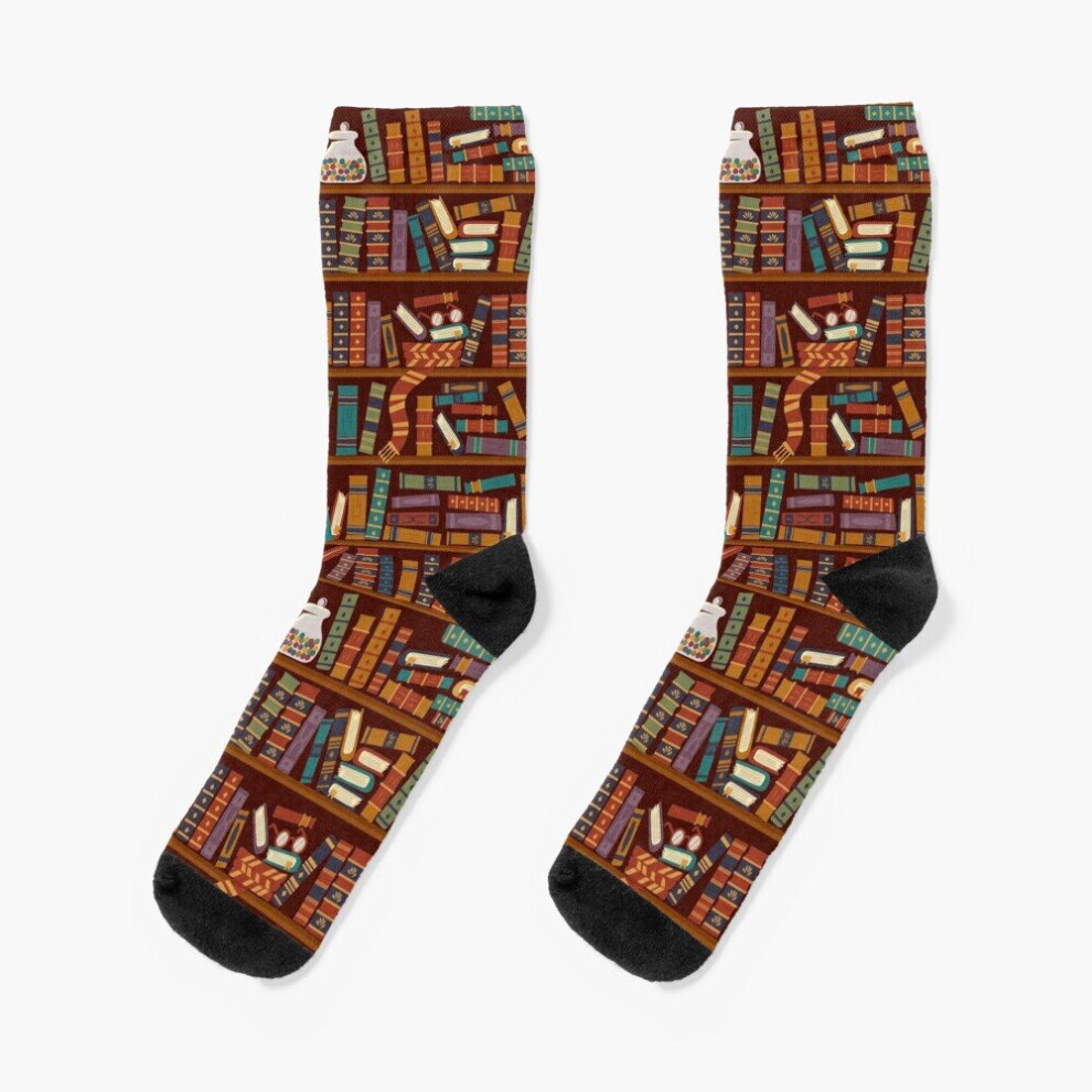 Dress Socks Bookshelf Novelty Fancy Crazy Pattern Crew Casual for Men Women-image-OPC-PBY9YMW-NEW