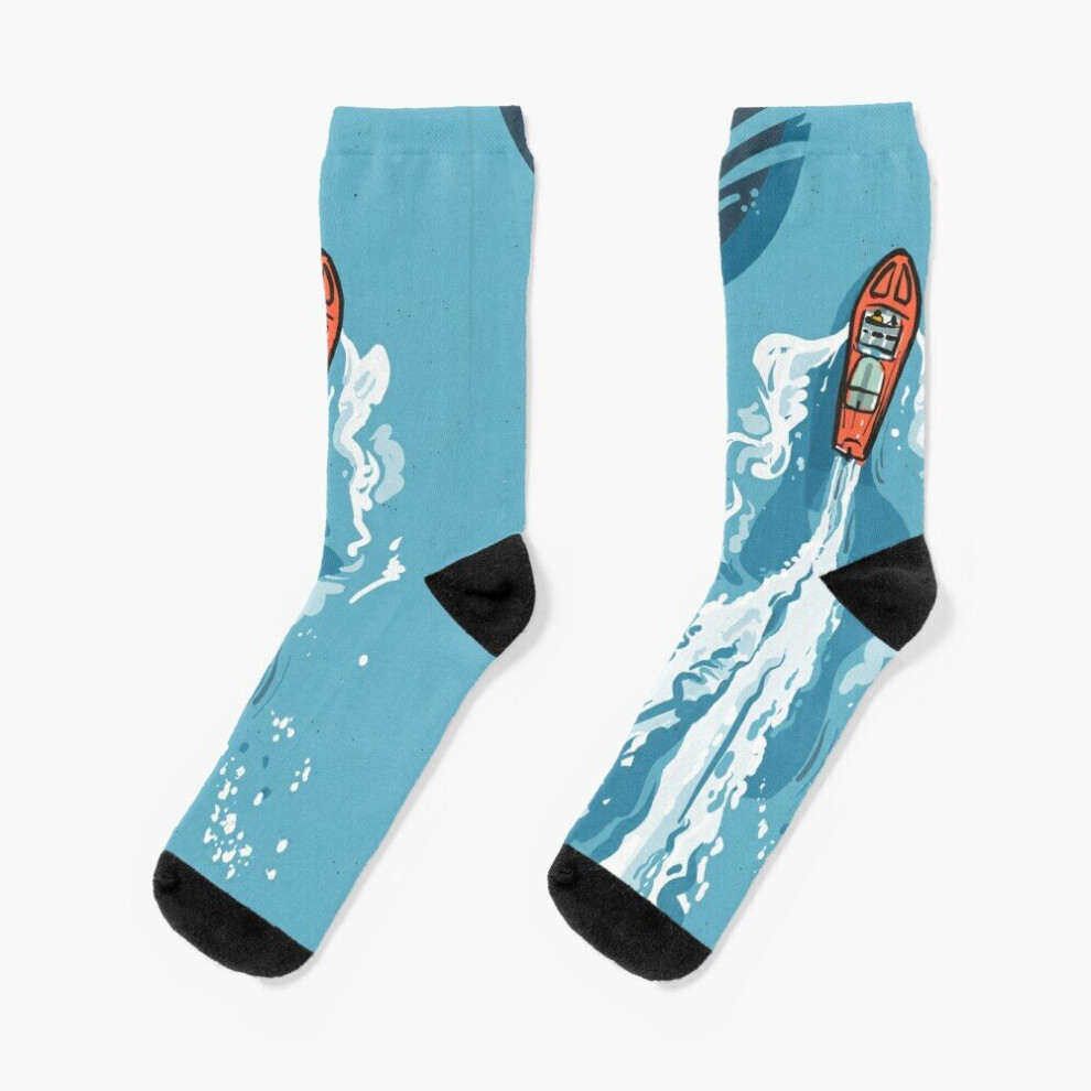 Dress Socks Speed boat Power boat motor boat drawing Novelty Fancy Crazy Pattern Crew Casual for Men Women