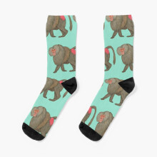 3D Photo-Printed Hamadryas Baboon Socks - Unisex Colorful Novelty Crew Dress Socks for Men & Women
