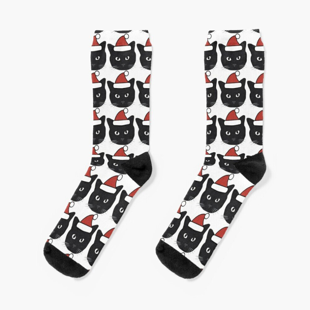 Dress Socks Christmas black cat Novelty Fancy Crazy Pattern Crew Casual for Men Women