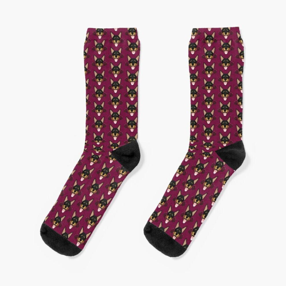 Famgem Dress Socks Australian Kelpie ( And Tan) Novelty Fancy Crazy Pattern Crew Casual For Men Women Black