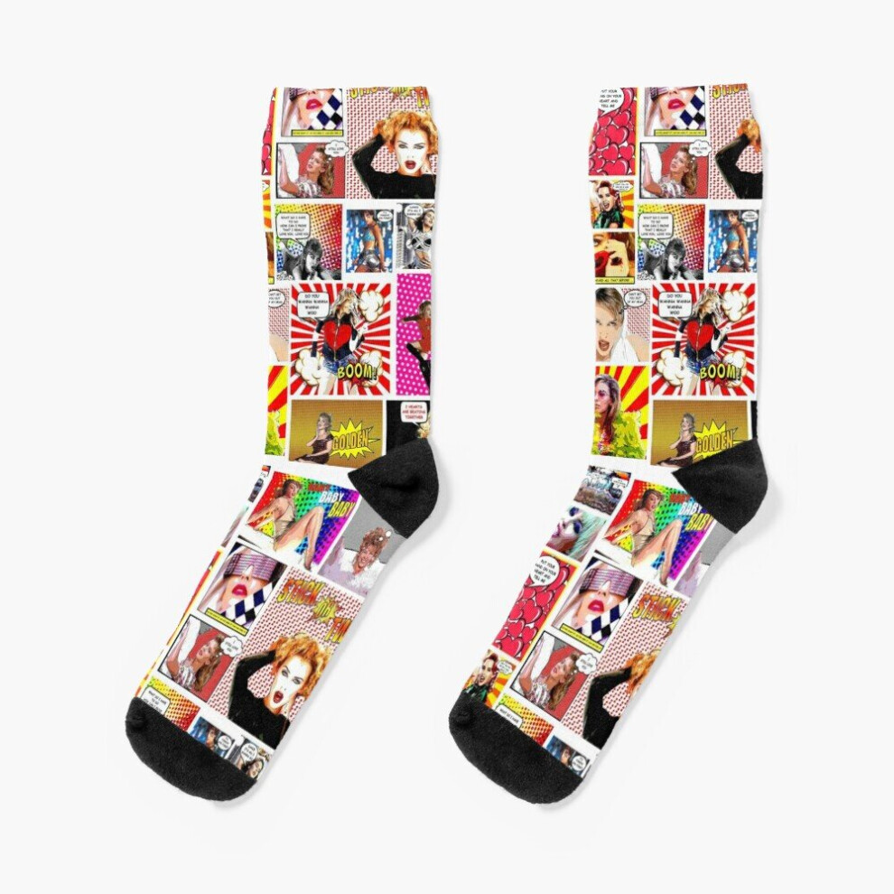 Dress Socks Kylie Minogue.....Even MORE POW Wow K35 Novelty Fancy Crazy Pattern Crew Casual for Men Women