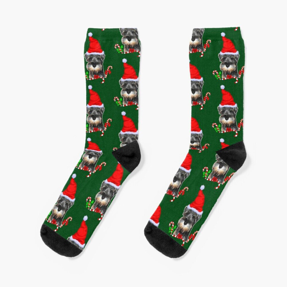 Dress Socks Miniature Schnauzer Christmas Gifts Novelty Fancy Crazy Pattern Crew Casual for Men Women