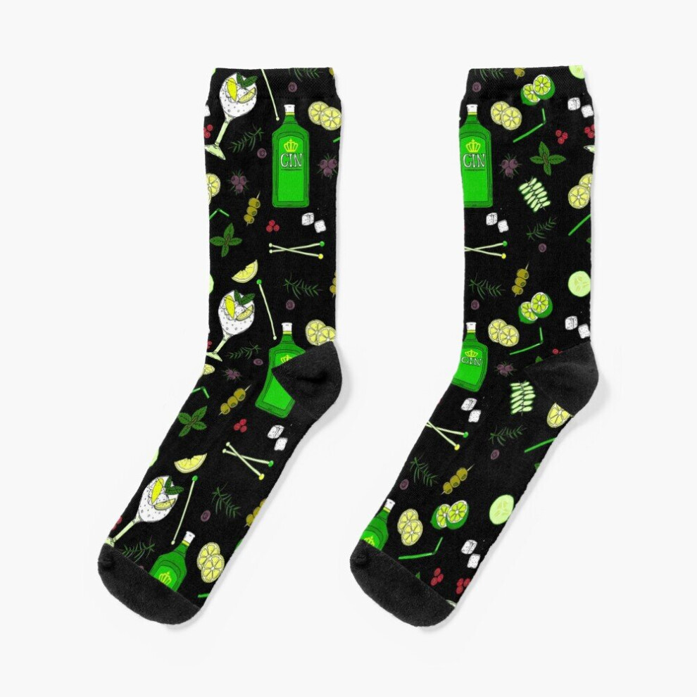 Dress Socks Gin and Tonic Pattern Gin o'Clock Cocktails Novelty Fancy Crazy Pattern Crew Casual for Men Women