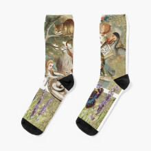 Dress Socks Alice in Wonderland Tea Party Novelty Fancy Crazy Pattern Crew Casual for Men Women