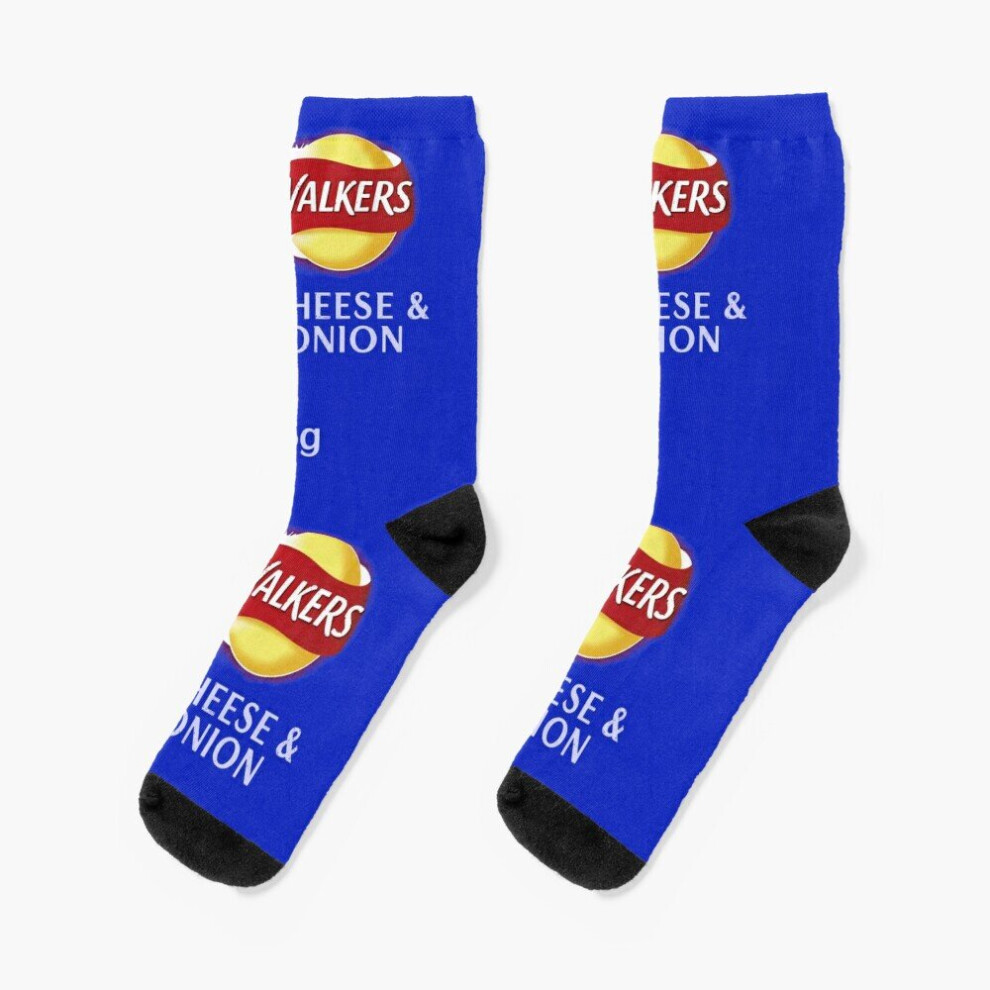 Dress Socks Walkers Cheese Onion Crisps design Novelty Fancy Crazy Pattern Crew Casual for Men Women