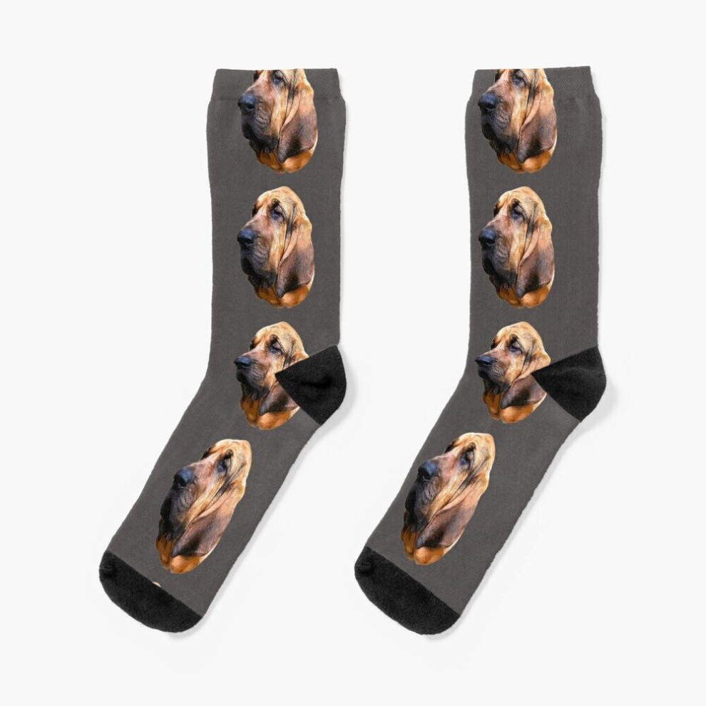Famgem Dress Socks Bloodhound Head Novelty Fancy Crazy Pattern Crew Casual For Men Women