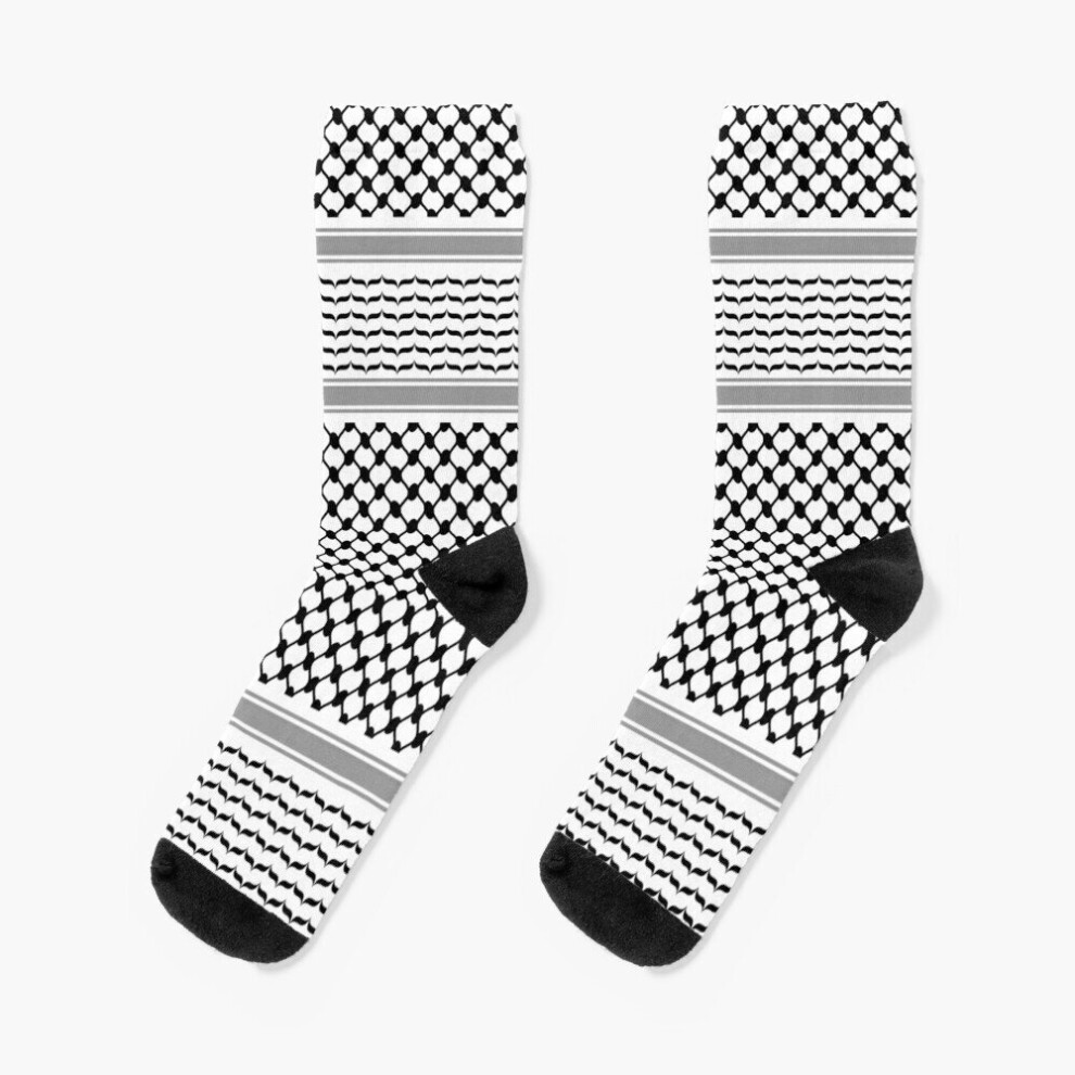 Dress Socks Palestinian Kufiya - Black Upper Stripes Pattern Novelty Fancy Crazy Pattern Crew Casual for Men Women