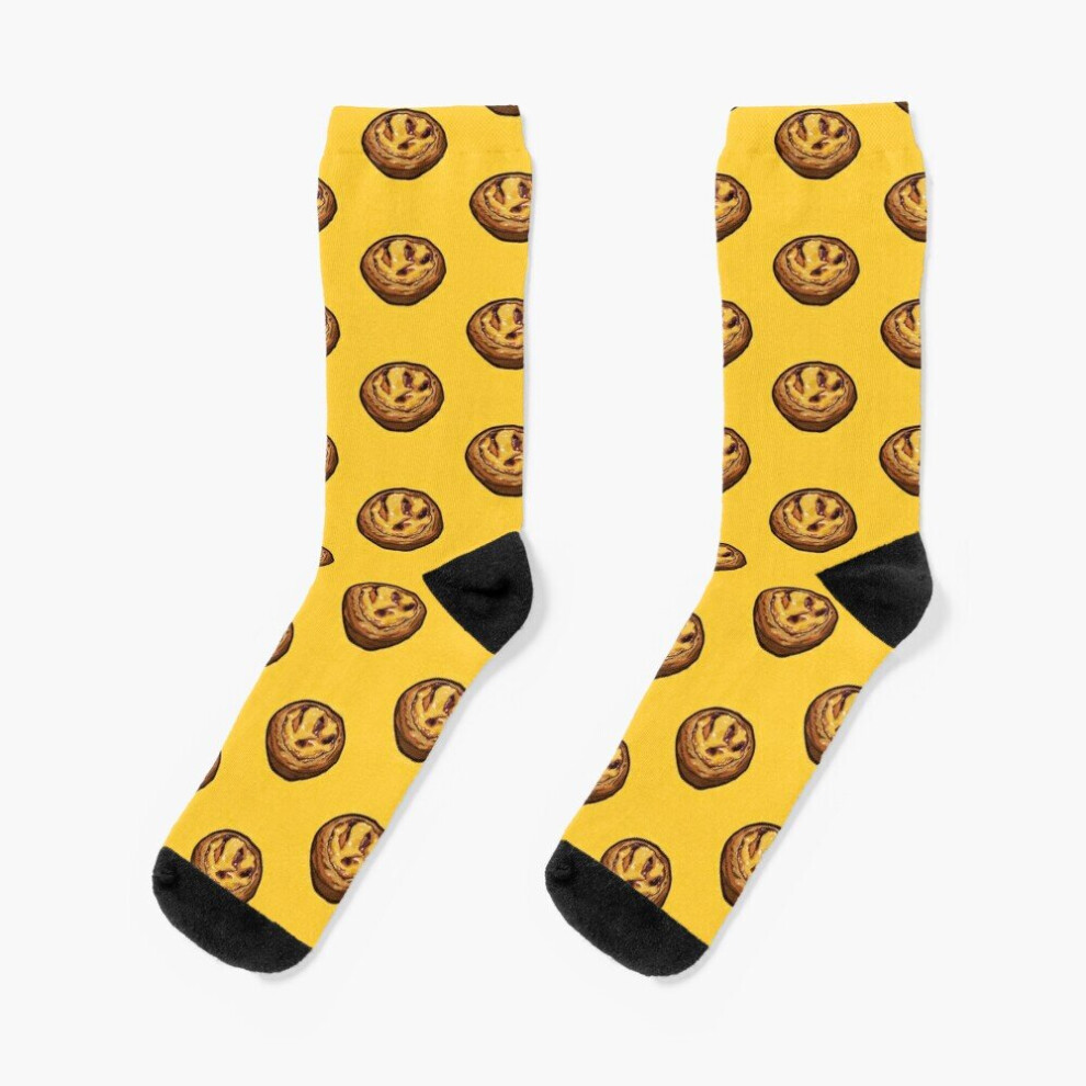 Famgem Dress Socks Pastel De Nata Portuguese Egg Tart Hong Kong Dim Sum Novelty Fancy Crazy Pattern Crew Casual For Men Women