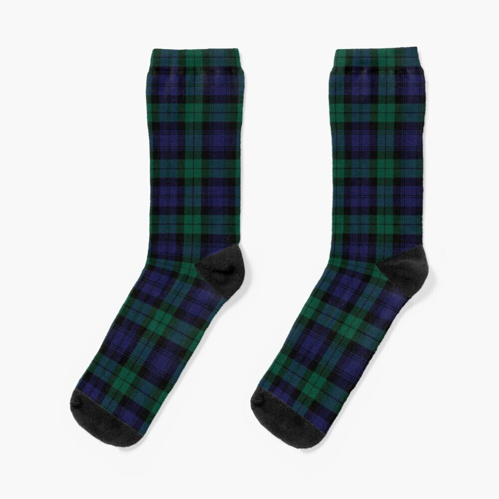 Famgem Dress Socks Blackwatch Tartan Clothing Modern Cute Blue And Green Plaid Novelty Fancy Crazy Pattern Crew Casual For Men Women Blue,Green